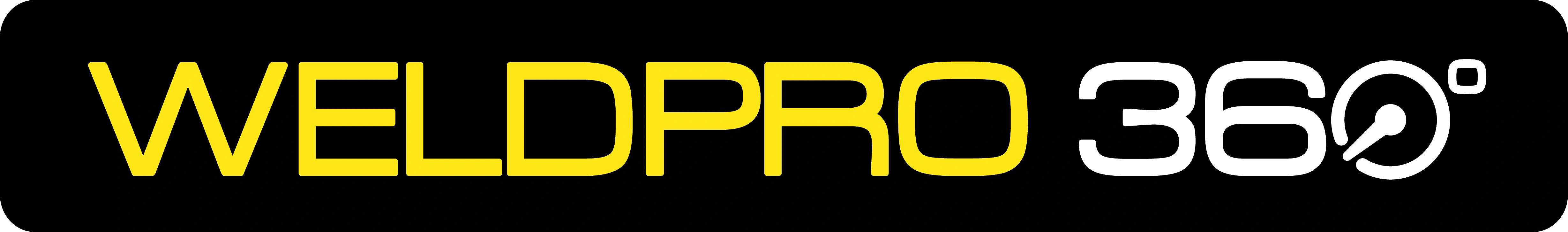 WeldPro 360 logo with yellow text for WeldPro, white text for 360 and a black background.